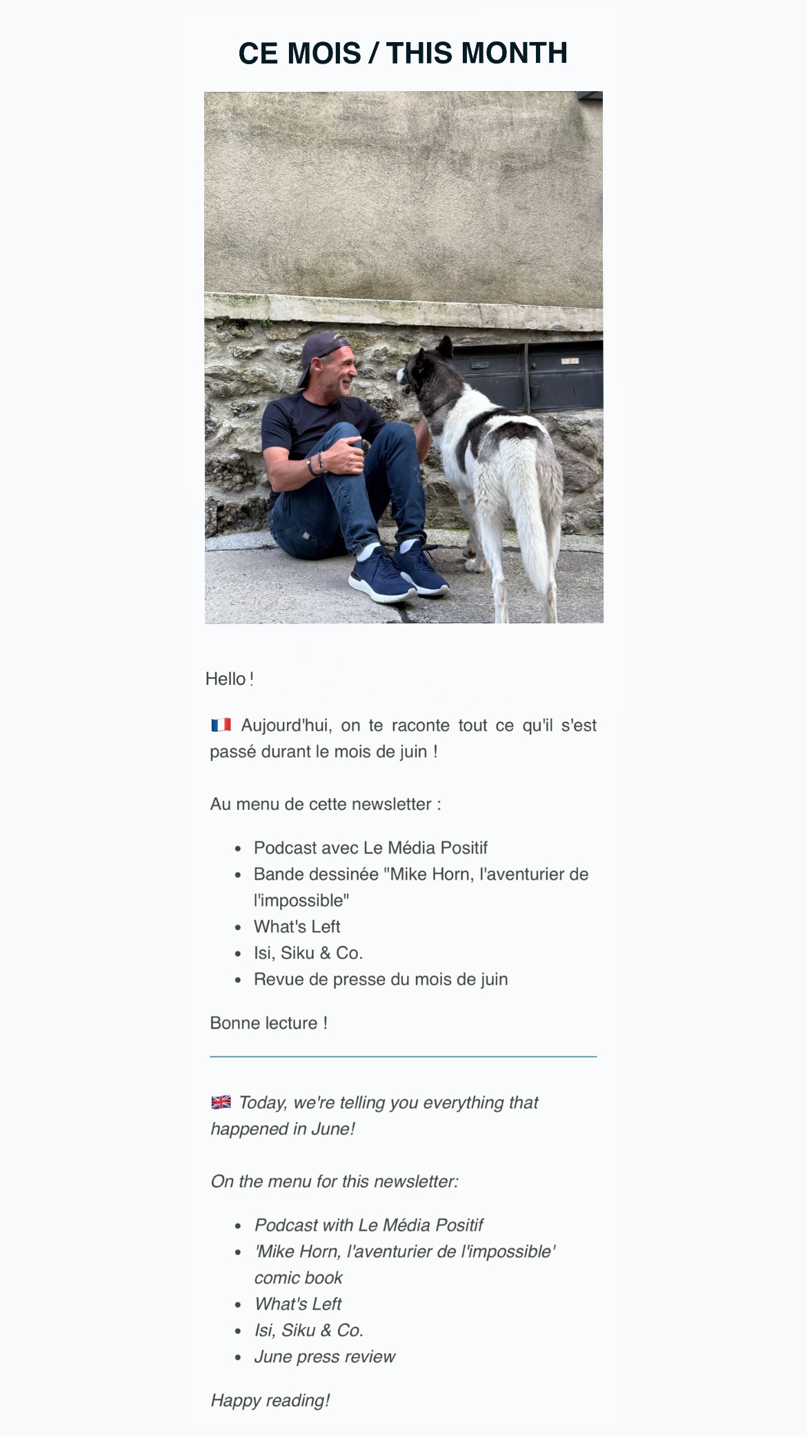 Newsletter de Mike Horn