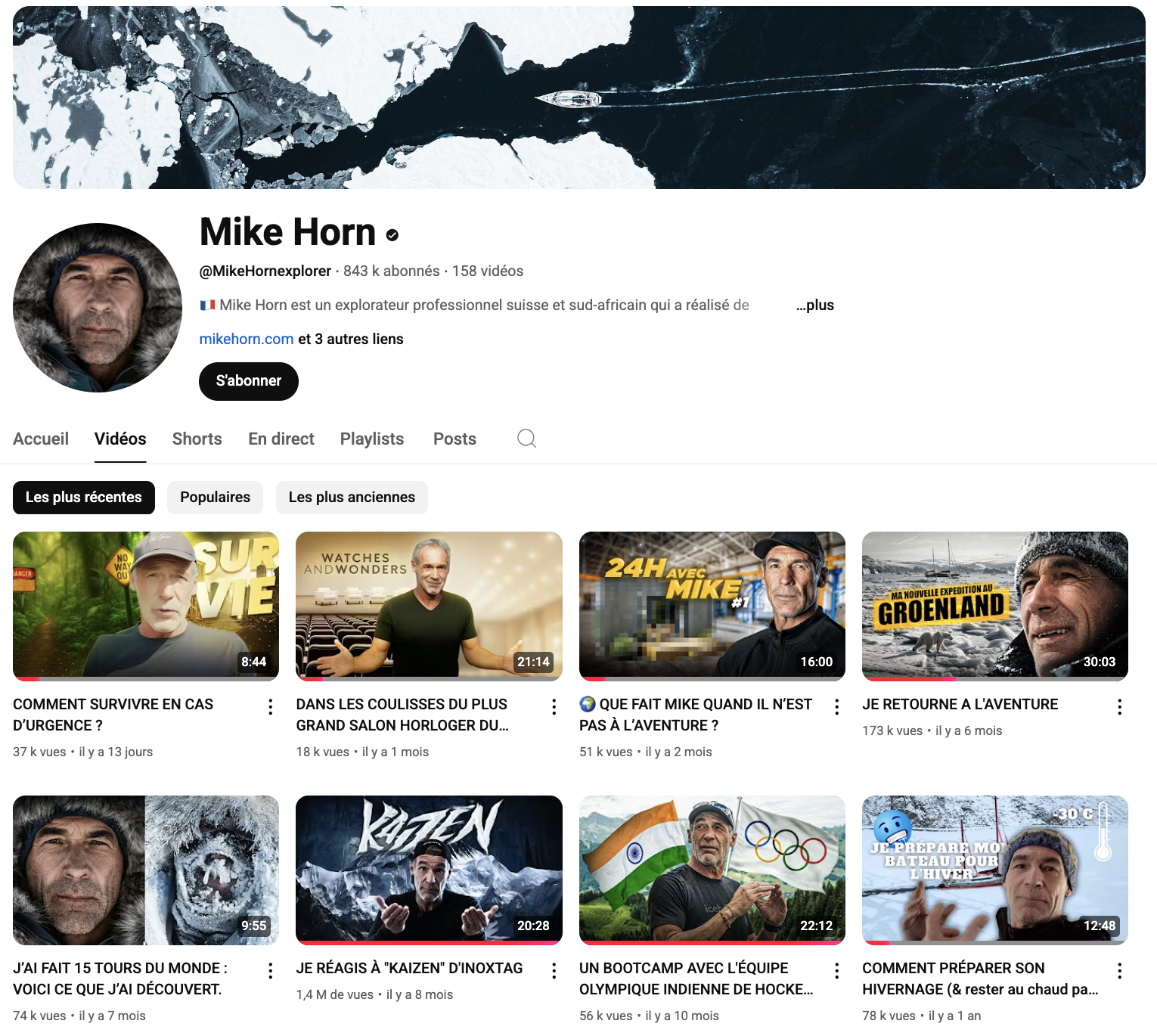Chaîne YouTube de Mike Horn