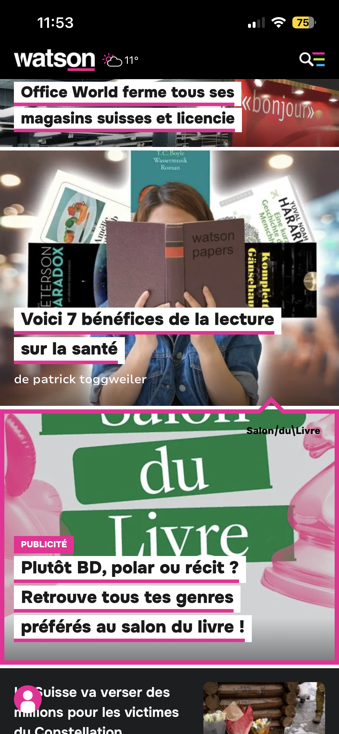 Publicité journal en ligne pour le Salon du Livre